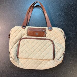 Quilted Tan and Brown Laptop Bag